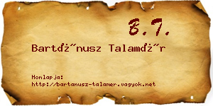 Bartánusz Talamér névjegykártya